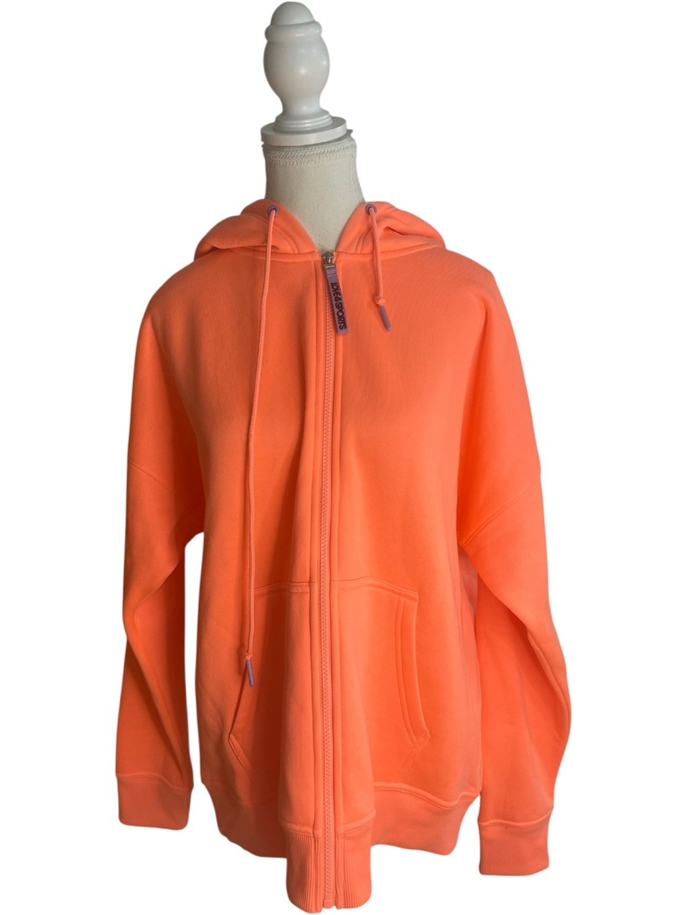 Love & Sports Zip-Up Graphic Hoodie Highlighter Orange